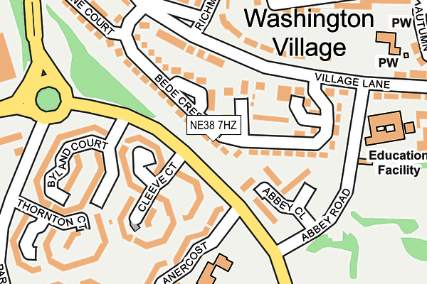 NE38 7HZ map - OS OpenMap – Local (Ordnance Survey)