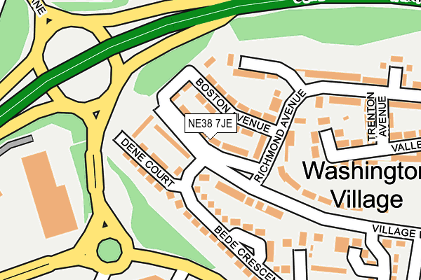 NE38 7JE map - OS OpenMap – Local (Ordnance Survey)