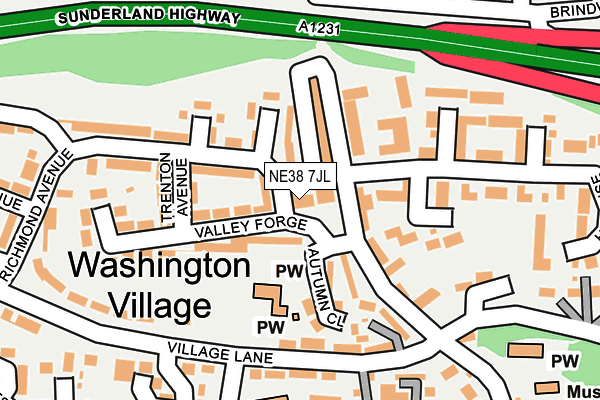 NE38 7JL map - OS OpenMap – Local (Ordnance Survey)