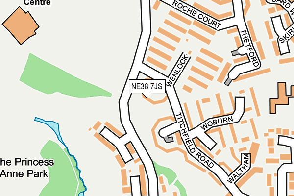 NE38 7JS map - OS OpenMap – Local (Ordnance Survey)