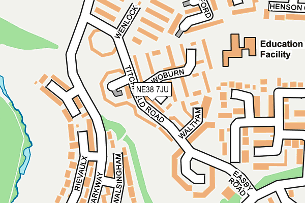 NE38 7JU map - OS OpenMap – Local (Ordnance Survey)