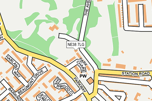 NE38 7LG map - OS OpenMap – Local (Ordnance Survey)