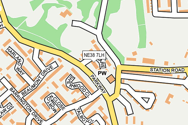 NE38 7LH map - OS OpenMap – Local (Ordnance Survey)