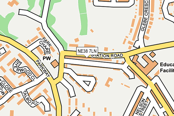 NE38 7LN map - OS OpenMap – Local (Ordnance Survey)