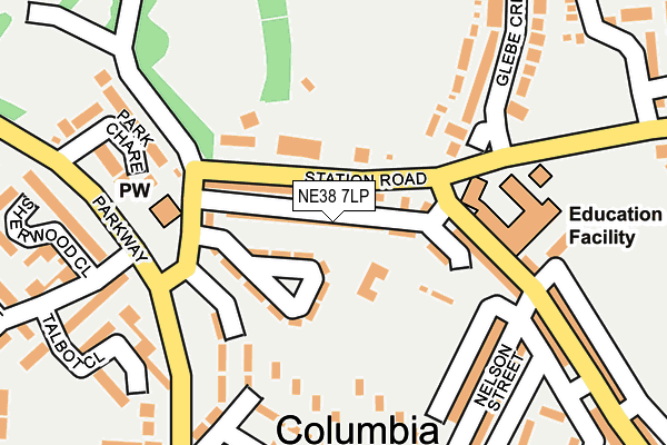 NE38 7LP map - OS OpenMap – Local (Ordnance Survey)