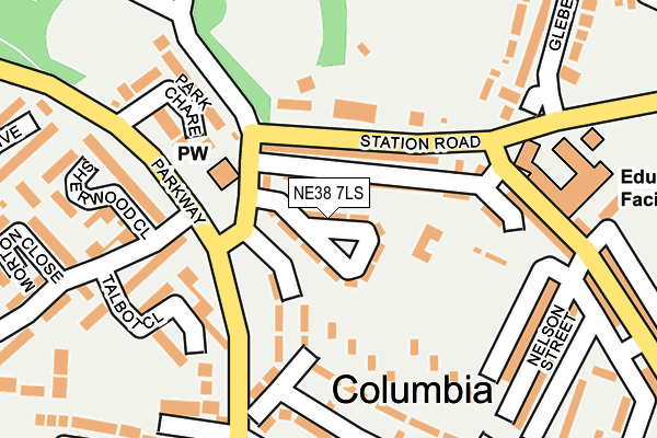 NE38 7LS map - OS OpenMap – Local (Ordnance Survey)