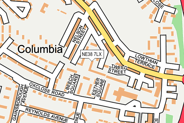 NE38 7LX map - OS OpenMap – Local (Ordnance Survey)