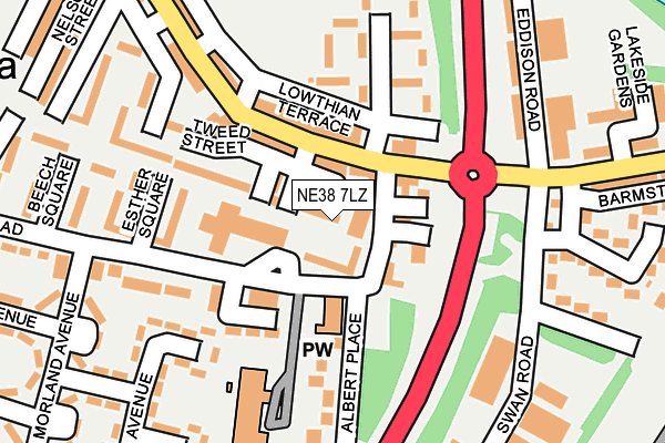 NE38 7LZ map - OS OpenMap – Local (Ordnance Survey)