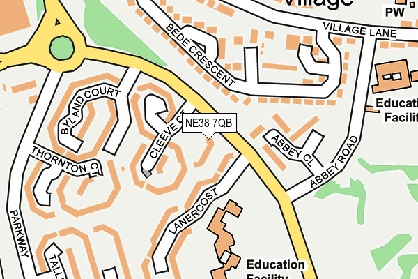 NE38 7QB map - OS OpenMap – Local (Ordnance Survey)