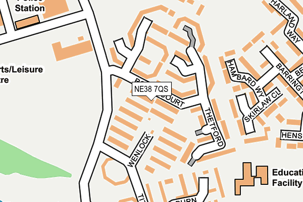 NE38 7QS map - OS OpenMap – Local (Ordnance Survey)
