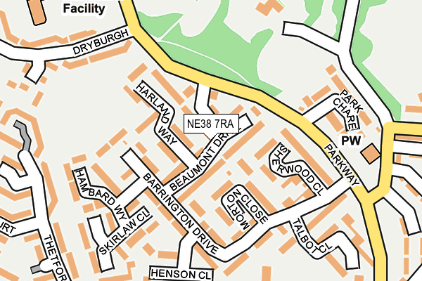 NE38 7RA map - OS OpenMap – Local (Ordnance Survey)