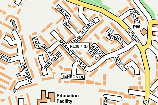 NE38 7RD map - OS OpenMap – Local (Ordnance Survey)