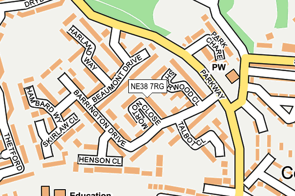 NE38 7RG map - OS OpenMap – Local (Ordnance Survey)