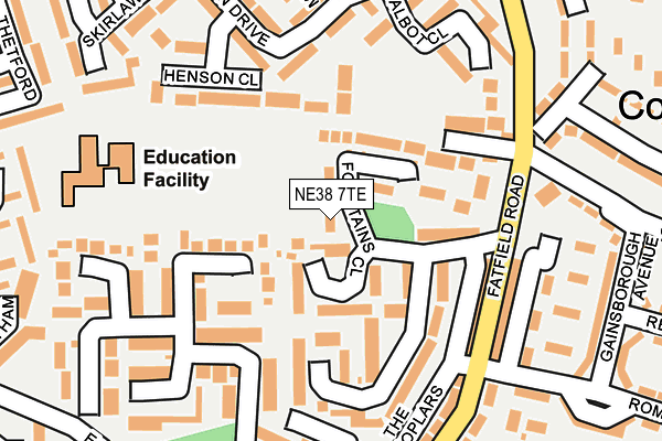 NE38 7TE map - OS OpenMap – Local (Ordnance Survey)