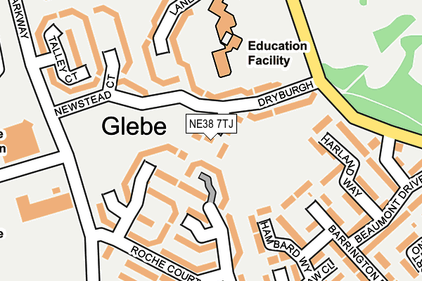 NE38 7TJ map - OS OpenMap – Local (Ordnance Survey)