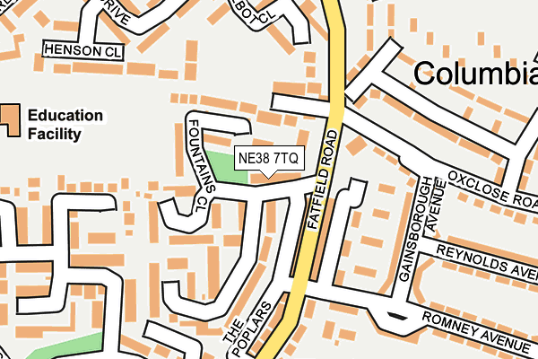 NE38 7TQ map - OS OpenMap – Local (Ordnance Survey)