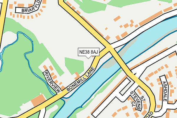 NE38 8AJ map - OS OpenMap – Local (Ordnance Survey)