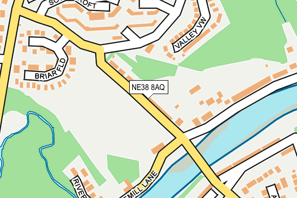 NE38 8AQ map - OS OpenMap – Local (Ordnance Survey)