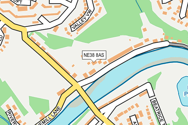 NE38 8AS map - OS OpenMap – Local (Ordnance Survey)