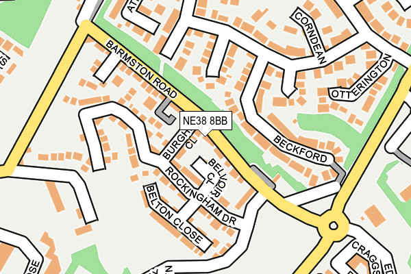 NE38 8BB map - OS OpenMap – Local (Ordnance Survey)
