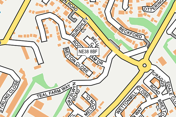 NE38 8BF map - OS OpenMap – Local (Ordnance Survey)