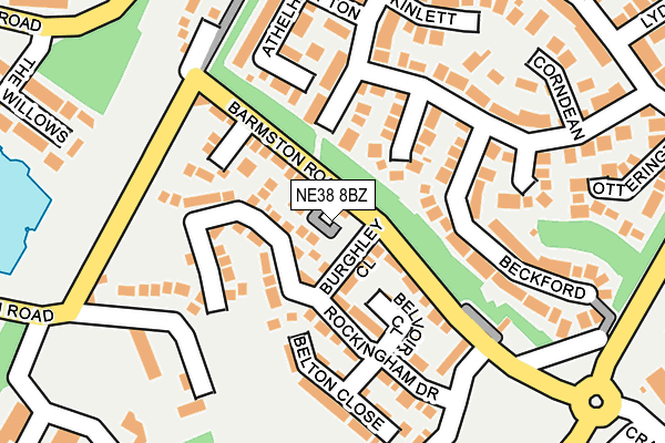 NE38 8BZ map - OS OpenMap – Local (Ordnance Survey)