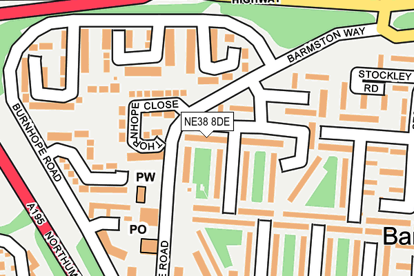 NE38 8DE map - OS OpenMap – Local (Ordnance Survey)