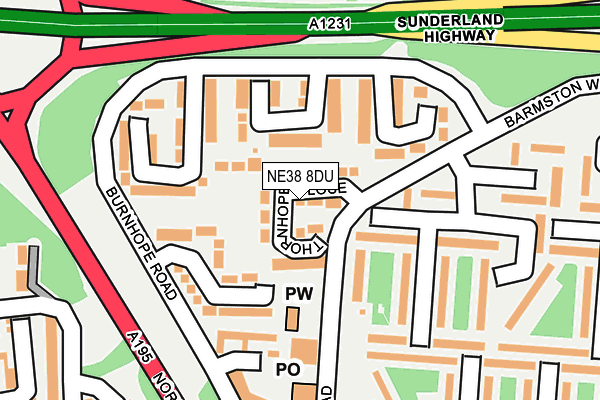NE38 8DU map - OS OpenMap – Local (Ordnance Survey)