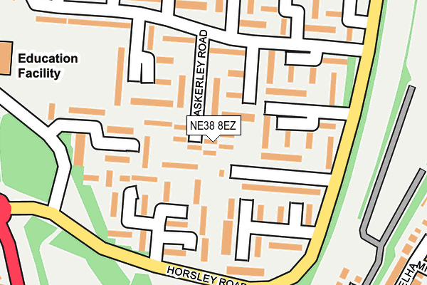 NE38 8EZ map - OS OpenMap – Local (Ordnance Survey)