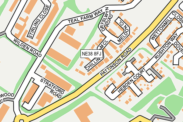 NE38 8FJ map - OS OpenMap – Local (Ordnance Survey)