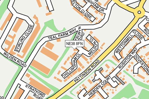 NE38 8FN map - OS OpenMap – Local (Ordnance Survey)