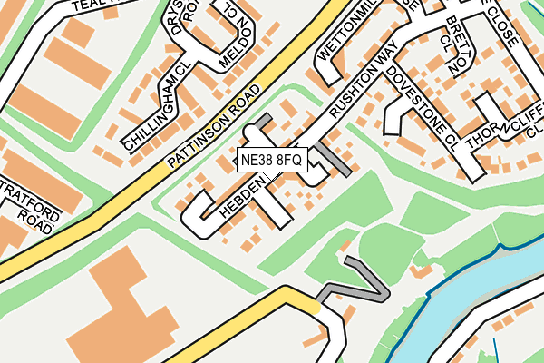 NE38 8FQ map - OS OpenMap – Local (Ordnance Survey)