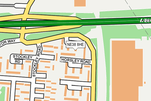 NE38 8HE map - OS OpenMap – Local (Ordnance Survey)