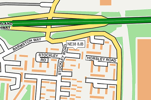 NE38 8JB map - OS OpenMap – Local (Ordnance Survey)