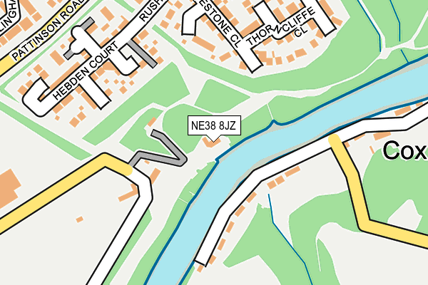 NE38 8JZ map - OS OpenMap – Local (Ordnance Survey)