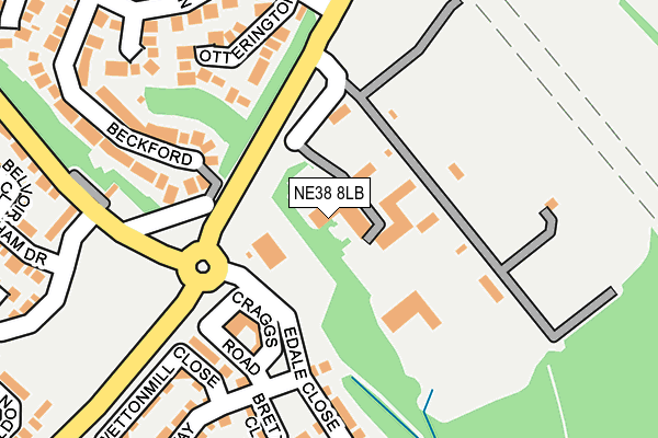 NE38 8LB map - OS OpenMap – Local (Ordnance Survey)