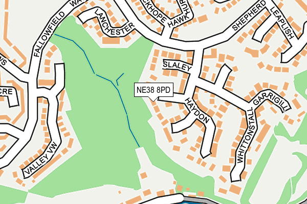 NE38 8PD map - OS OpenMap – Local (Ordnance Survey)