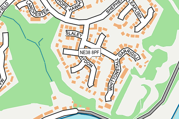 NE38 8PF map - OS OpenMap – Local (Ordnance Survey)