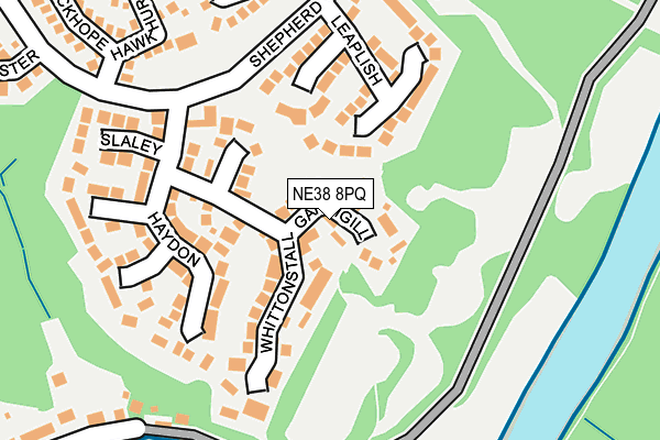 NE38 8PQ map - OS OpenMap – Local (Ordnance Survey)