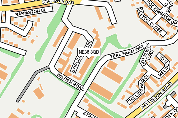 NE38 8QD map - OS OpenMap – Local (Ordnance Survey)