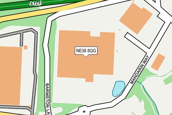 NE38 8QG map - OS OpenMap – Local (Ordnance Survey)