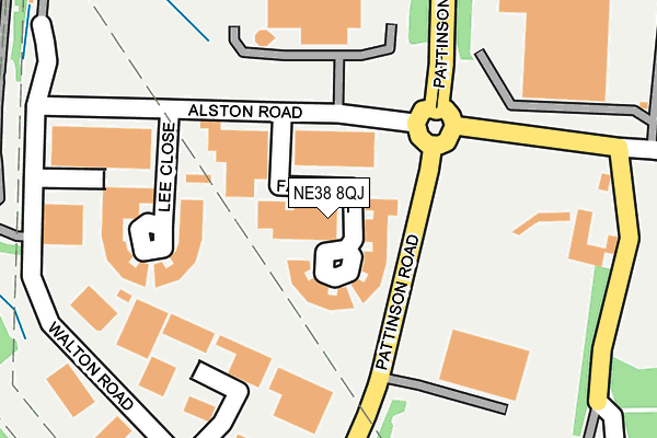 NE38 8QJ map - OS OpenMap – Local (Ordnance Survey)