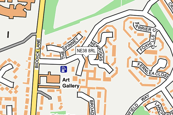 NE38 8RL map - OS OpenMap – Local (Ordnance Survey)