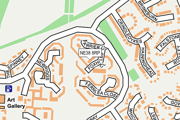 NE38 8RP map - OS OpenMap – Local (Ordnance Survey)