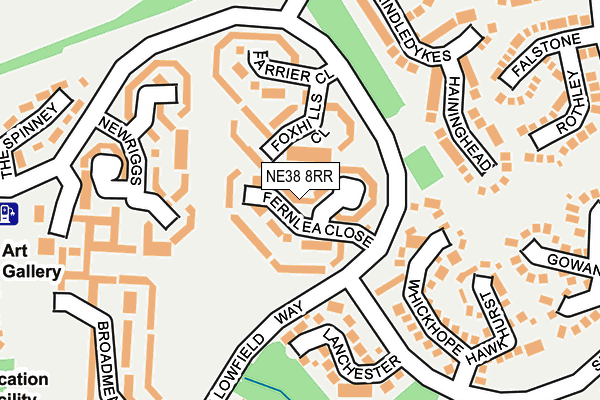 NE38 8RR map - OS OpenMap – Local (Ordnance Survey)