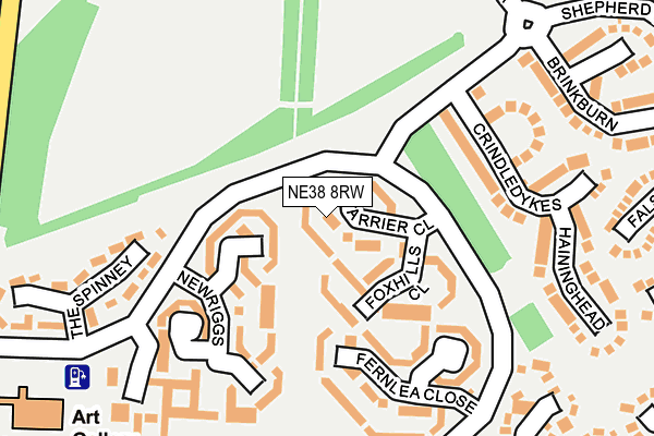 NE38 8RW map - OS OpenMap – Local (Ordnance Survey)