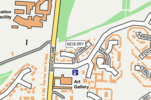 NE38 8RY map - OS OpenMap – Local (Ordnance Survey)