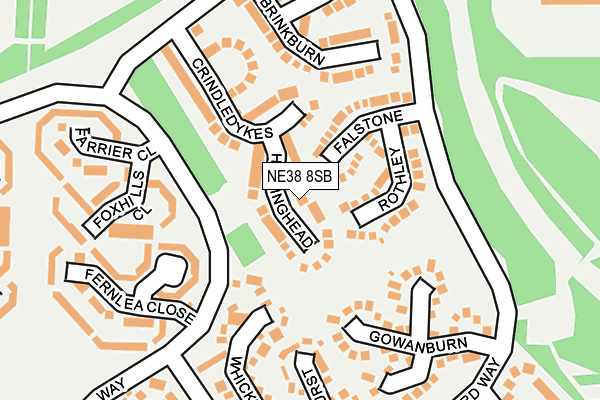 NE38 8SB map - OS OpenMap – Local (Ordnance Survey)