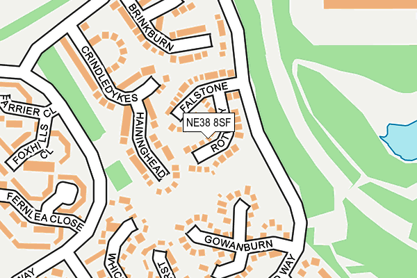 NE38 8SF map - OS OpenMap – Local (Ordnance Survey)