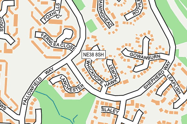 NE38 8SH map - OS OpenMap – Local (Ordnance Survey)